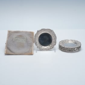 8pc S. Kirk & Son Sterling Silver Repousse Coasters