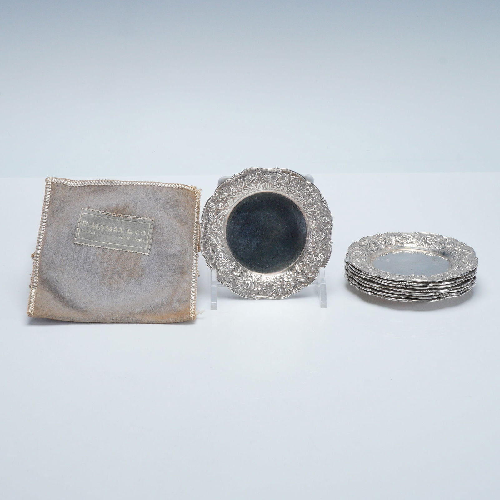 8pc S. Kirk & Son Sterling Silver Repousse Coasters (1 of 3)