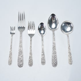 6pc S. Kirk & Son Sterling Silver Flatware, Repousse