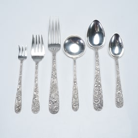 6pc S. Kirk & Son Sterling Silver Flatware, Repousse