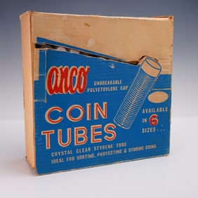 Box of Anco Coin Tubes with Mixed US Lincoln Cents