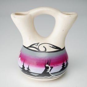 Hand-Painted Native American Wedding Vase