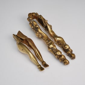 2pc Brass Nutcrackers, One with Figurative Legs, Miami, FL
