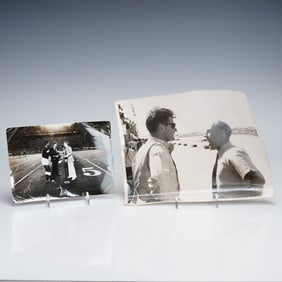 Pair of Vintage Press Photographs- Mario Andretti and Pele