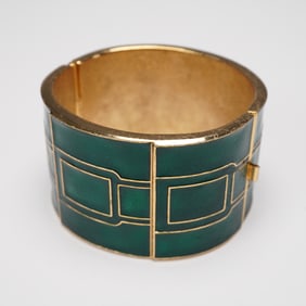 Lanvin Paris Enameled Gold-Tone Cuff Bracelet