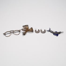 4pc Sterling and 800 Silver Brooches and Earrings