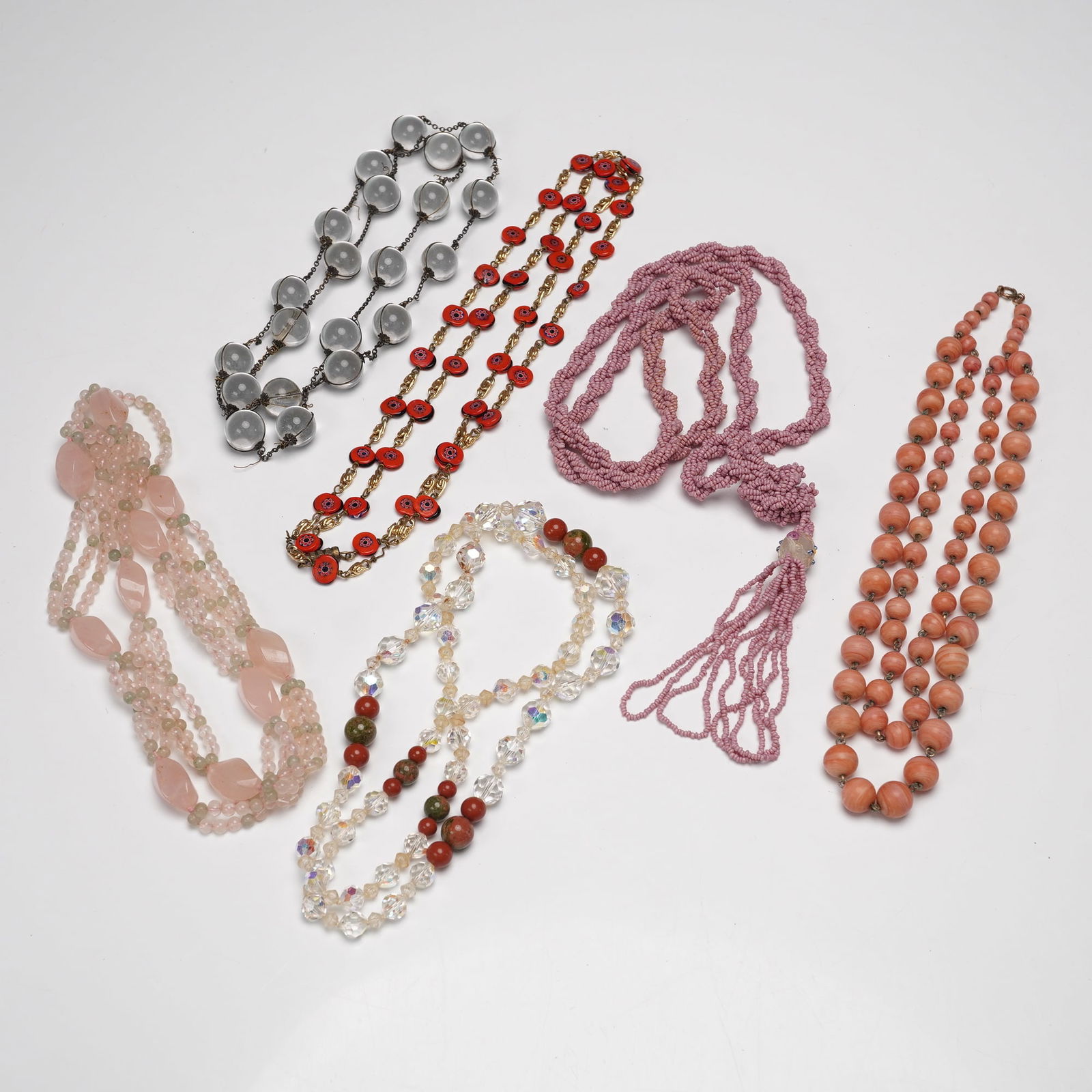 6pc Collection of Beaded Necklaces Including Double-Strand and Glass Design (1 of 6)