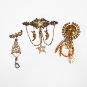 4pc Mixed Metal and Rhinestone Celestial Jewelry