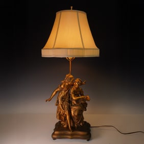 After Auguste Moreau Figural Lamp, Collection Francaise USA
