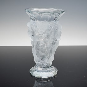 Lalique Frosted Crystal Vase, Bacchantes