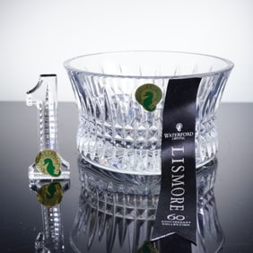 2pc Waterford Crystal Figurine & Bowl, Simply the Best & Lismore Diamond