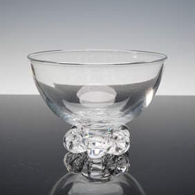 Steuben Crystal Footed Bowl with Six Lobed Feet