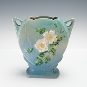 Roseville Pottery Vase, White Rose