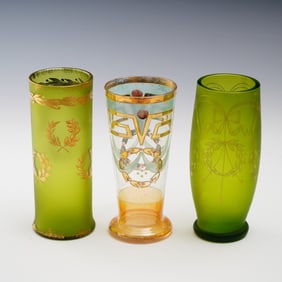 3pc Art Nouveau Glasses with Gilt Decoration