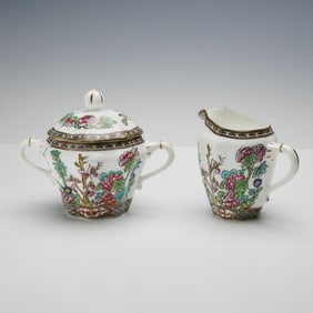 2pc Coalport Creamer and Sugar Bowl with Lid, Indian Tree