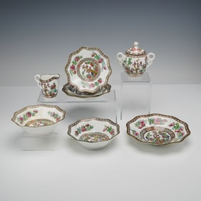 8pc Coalport Bowls, Saucers, Creamer, and Sugar Jar with Lid, Indian Tree