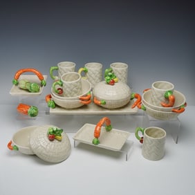 17pc Fitz and Floyd Porcelain Breakfast Set for Six, Kitchen Harvest