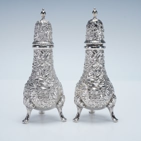 Pair of S. Kirk & Son Sterling Silver Salt & Pepper Shakers, Repousse