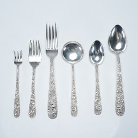 6pc S. Kirk & Son Sterling Silver Flatware, Repousse