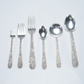 6pc S. Kirk & Son Sterling Silver Repousse Flatware