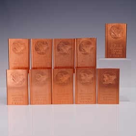 10pc 2011 U.S.A. Half Pound 0.999 Fine Copper Bars