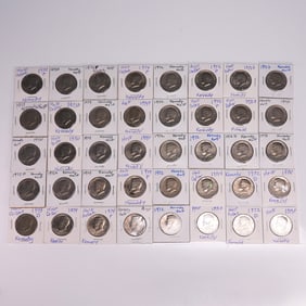 40pc Kennedy Half Dollar Coins 1970s in Holders