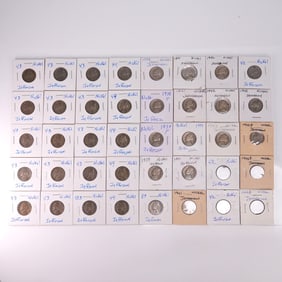 40pc Jefferson Nickel Coins 1938 to 1945 in Holders