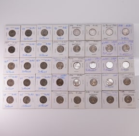55pc Jefferson Nickels 1940s Mixed Mintmarks Coins