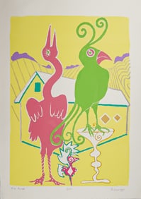 Debbie Slowey, Color Woodcut on Paper, Fine Friends, Signed & Numbered