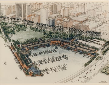 Photograph Print of Architectural Rendering of Bayside Market, Miami, 1985