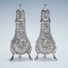 Pair of S. Kirk & Son Sterling Silver Salt & Pepper Shakers, Repousse