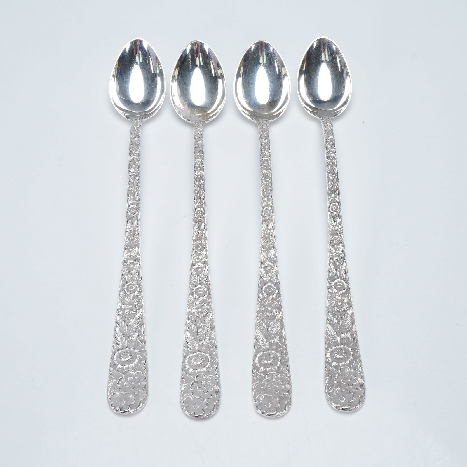 4pc S. Kirk & Son Sterling Silver Repousse Iced Tea Spoons (1 of 3)