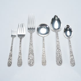 6pc S. Kirk & Son Sterling Silver Flatware, Repousse