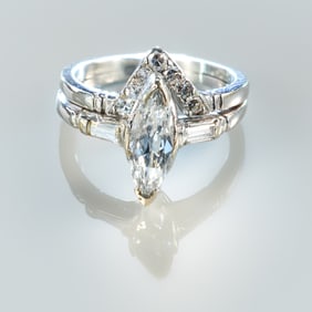 Platinum Marquise Cut 1.10ctw Diamond Ring