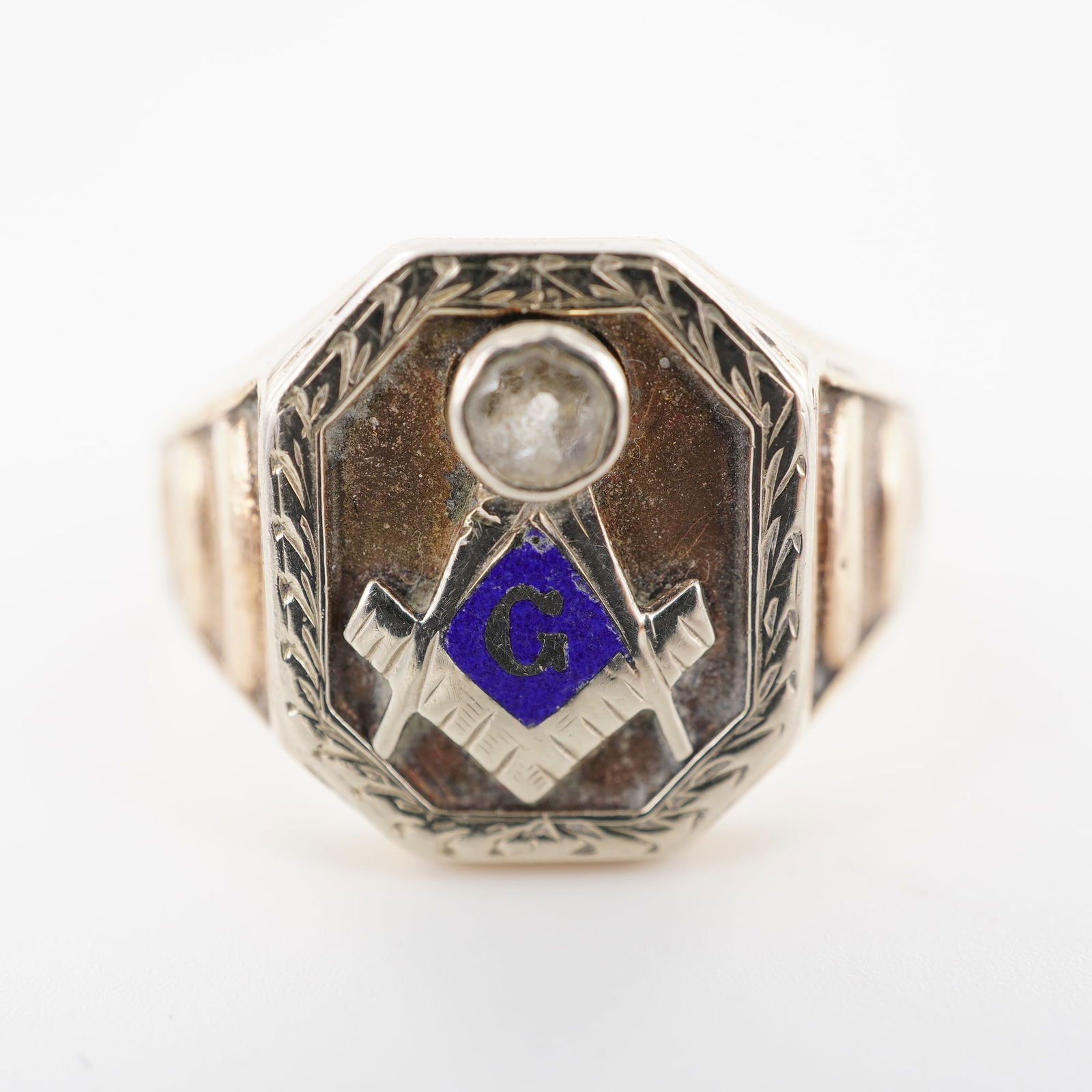 10K Gold Diamond Masonic Ring (1 of 4)