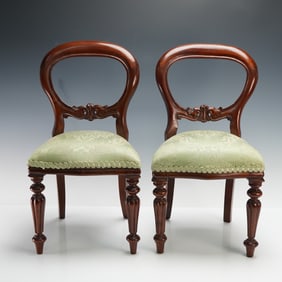 Pair of Mahogany Frame Balloon Back Child's Chairs