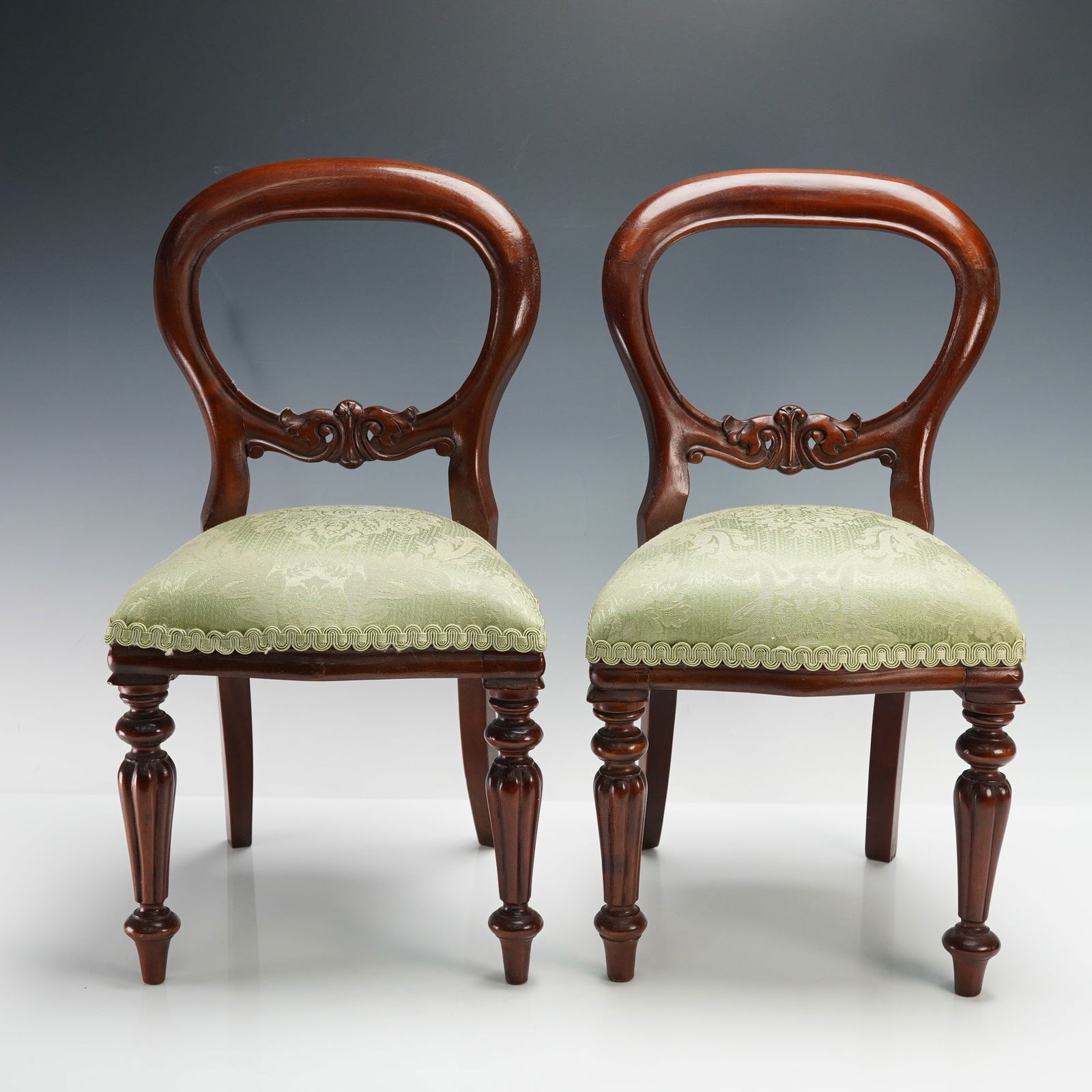 Pair of Mahogany Frame Balloon Back Child's Chairs (1 of 4)