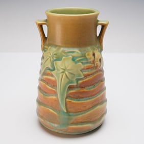 Roseville Double Handled Vase, Luffa
