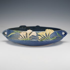 Roseville Pottery Blue Bowl, Freesia