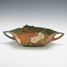Roseville Console Bowl, White Rose