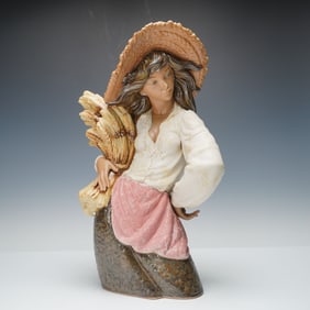 Lladro Gres Porcelain Sculpture, Spring Shepherdess 01012133