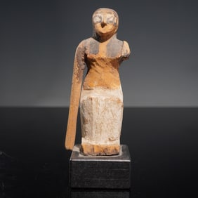 Ancient Egyptian Polychrome Wooden Seated Woman Figure