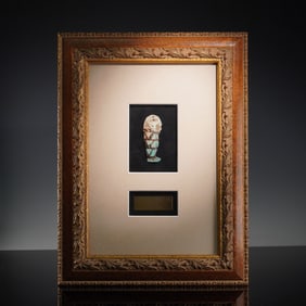 Framed Ancient Egyptian God Imsety Faience Amulet