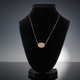 Egyptian Stone Scarab on 14K Gold Chain Necklace