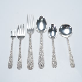 6pc S. Kirk & Son Sterling Silver Flatware, Repousse