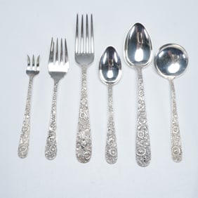 6pc S. Kirk & Son Sterling Silver Flatware, Repousse