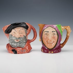 2pc Royal Doulton Large Character Jugs, Falstaff D6287, Touchstone D5613