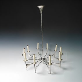 Mid Century Modern Chrome 10-Arm Chandelier