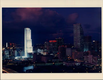 Van Woods, Color Photograph, Downtown Miami at Night, Miami, 1987