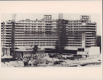 Silver Print Photograph, Fontainebleau Hotel Construction, Miami Beach
